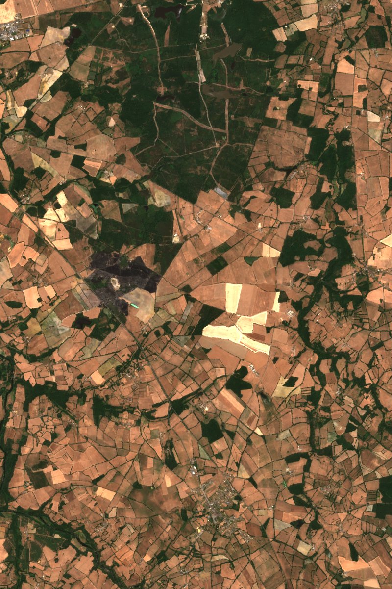 Image satellite Sentinel-2 de la zone de la thus-Saint-Rémy avant l'incendie, le 23 juin 2026