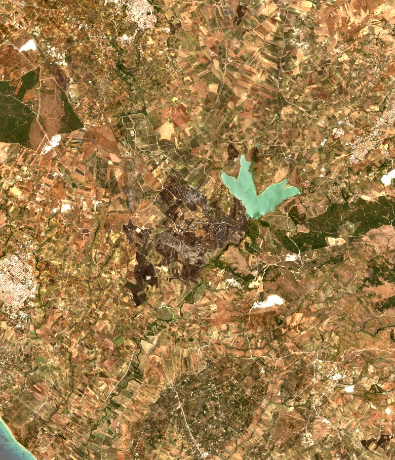 Sambuca di Sicilia (IT) vu par Sentinel-2 le 23 juillet