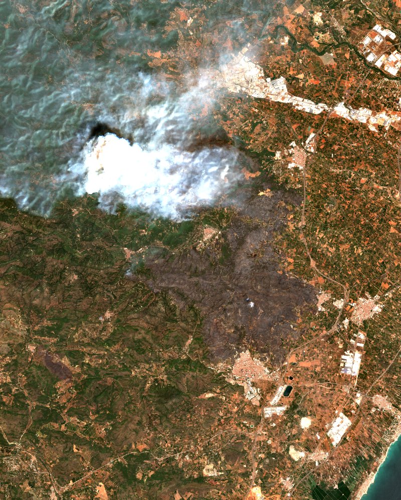 Artana (ES) vu par Sentinel-2 le 28 juillet