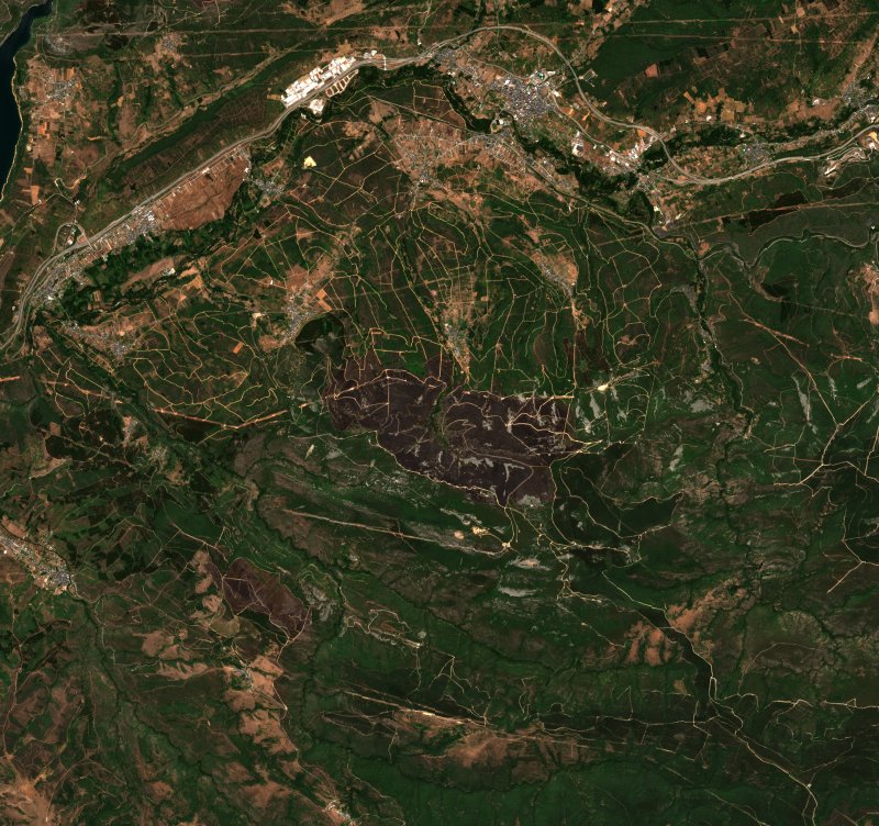 Castropodame (ES) vu par Sentinel-2 le 27 juillet