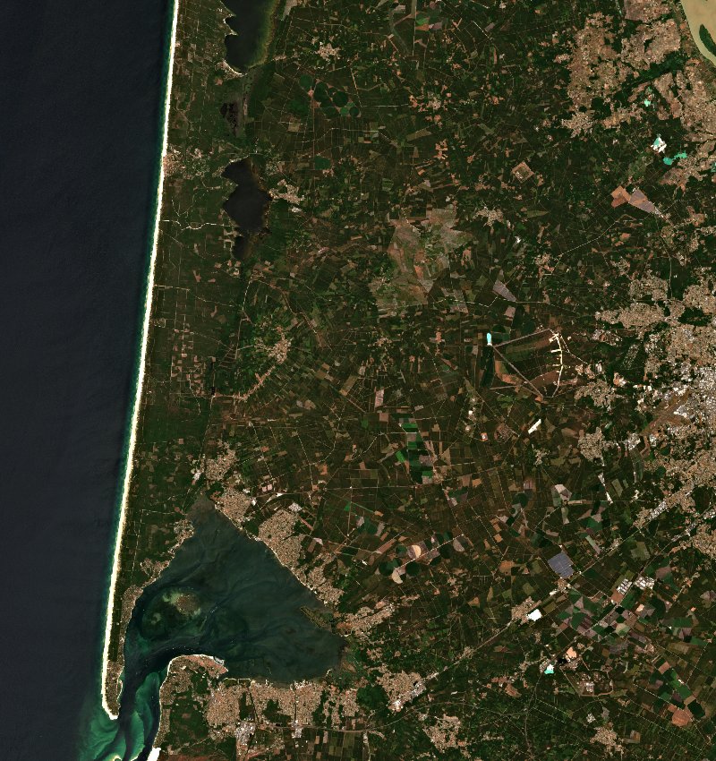 Le Porge von Sentinel-2 erfasst am 21. Juli