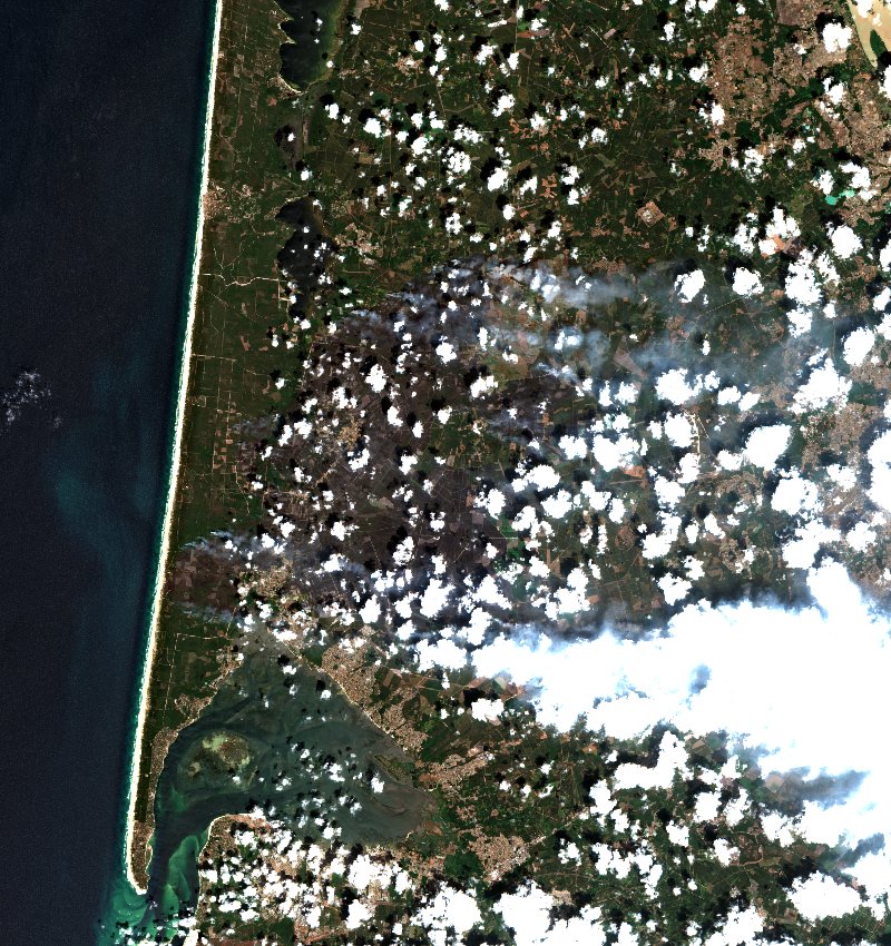 Le Porge von Sentinel-2 erfasst am 26. Juli