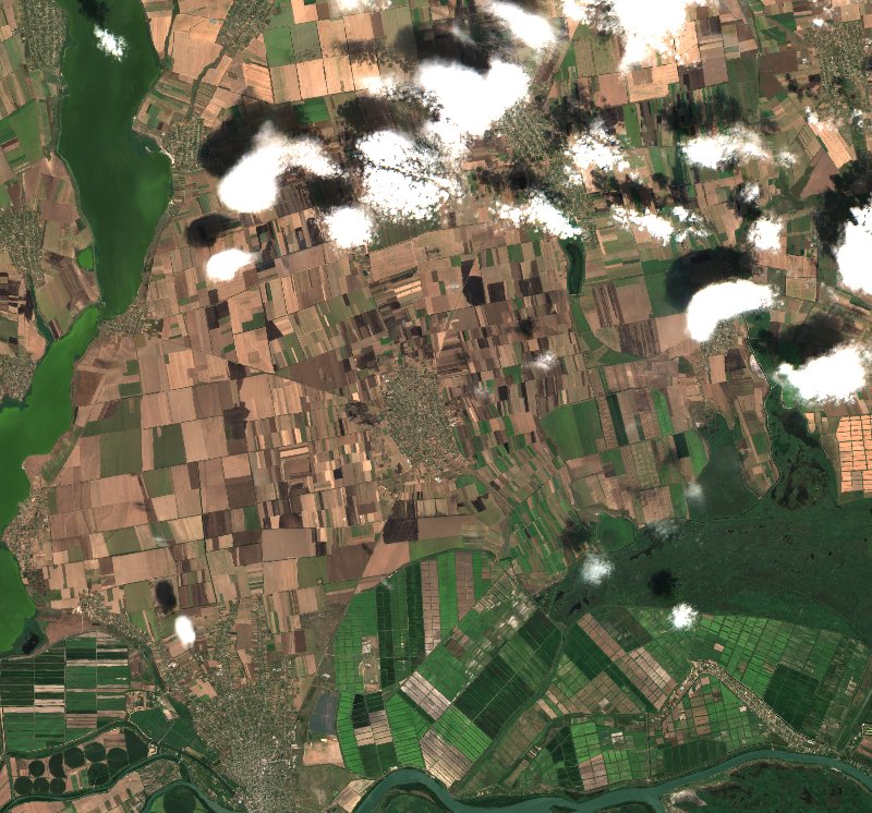 Кілійська міська громада (UA) vu par Sentinel-2 le 30 juillet