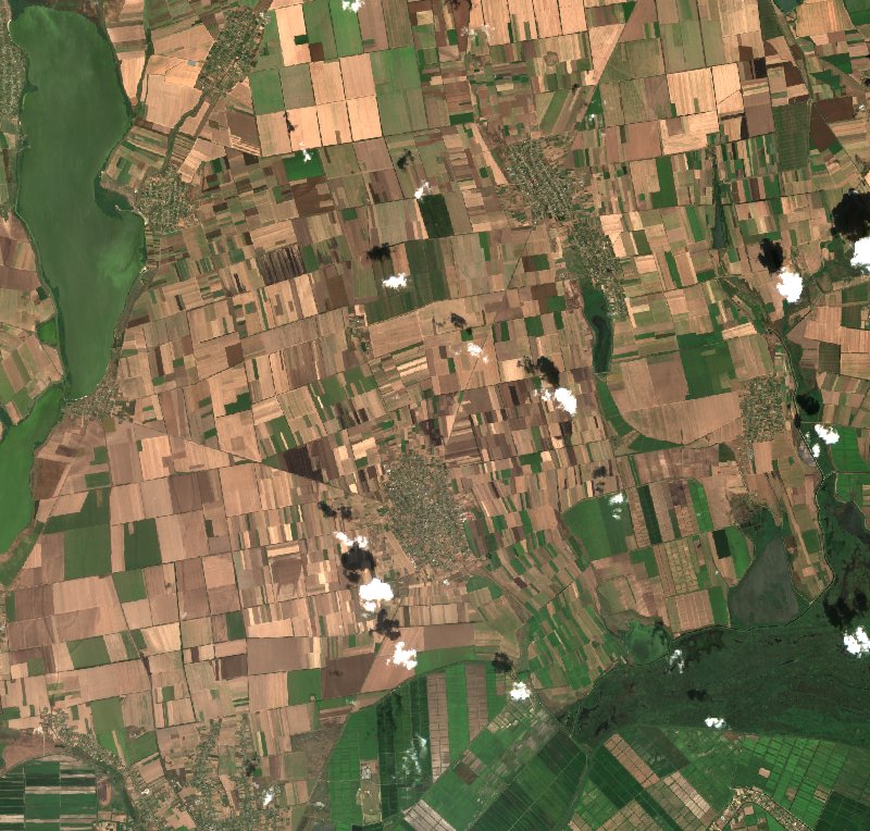 Кілійська міська громада (UA) vu par Sentinel-2 le 25 juillet