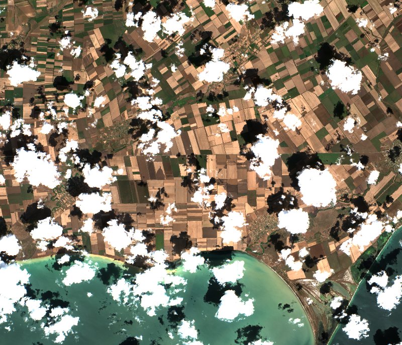 Приморська міська громада (UA) vu par Sentinel-2 le 29 juillet