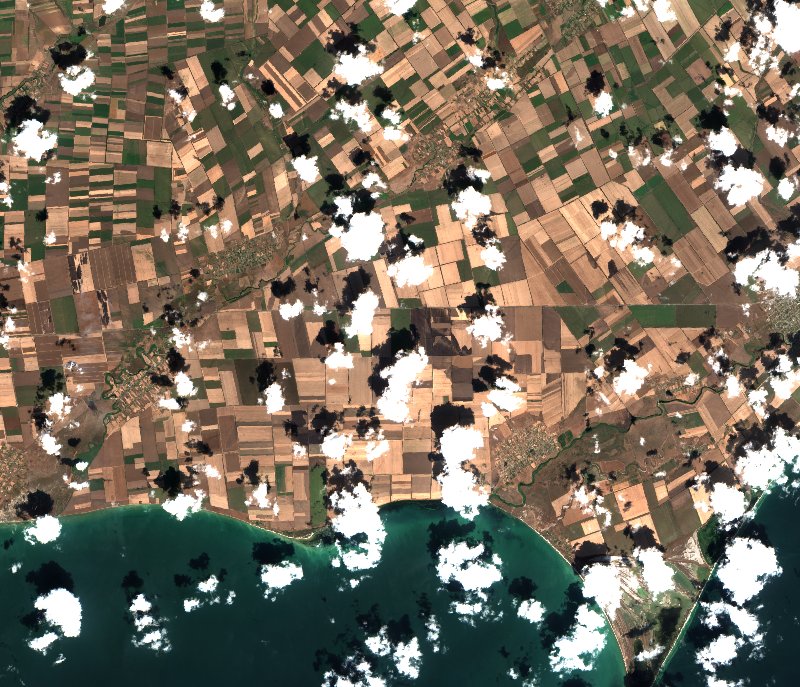Приморська міська громада (UA) vu par Sentinel-2 le 31 juillet