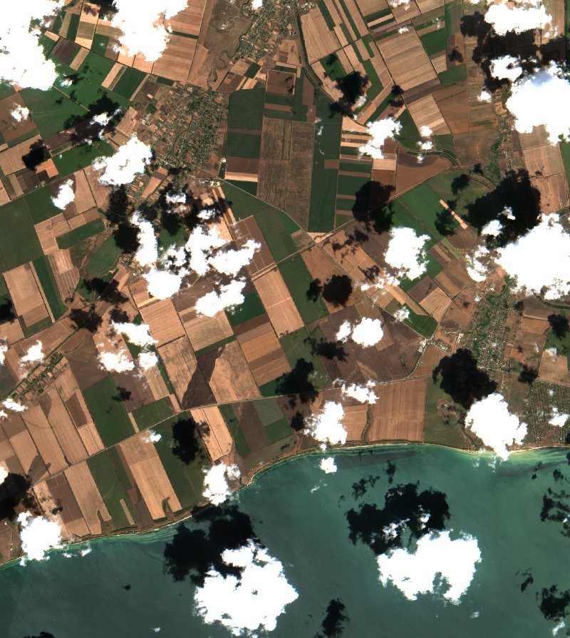 Андріївська селищна громада (UA) vu par Sentinel-2 le 29 juillet