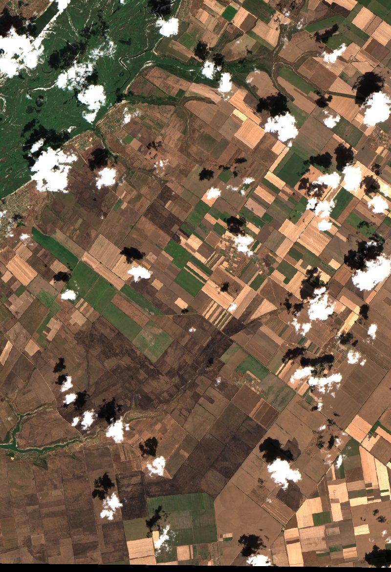 Горностаївська селищна громада (UA) vu par Sentinel-2 le 29 juillet