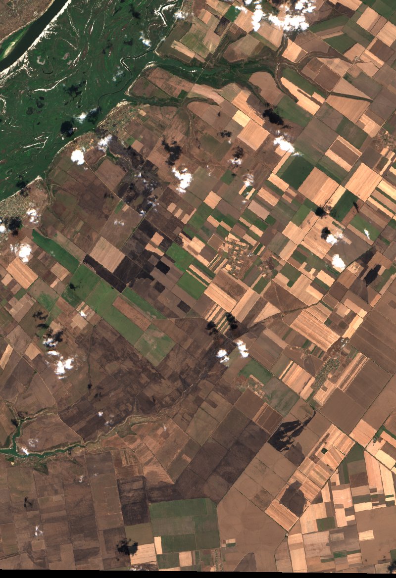 Горностаївська селищна громада (UA) vu par Sentinel-2 le 3 août