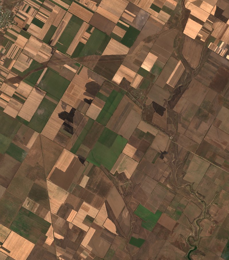 Милівська сільська громада (UA) vu par Sentinel-2 le 1er août