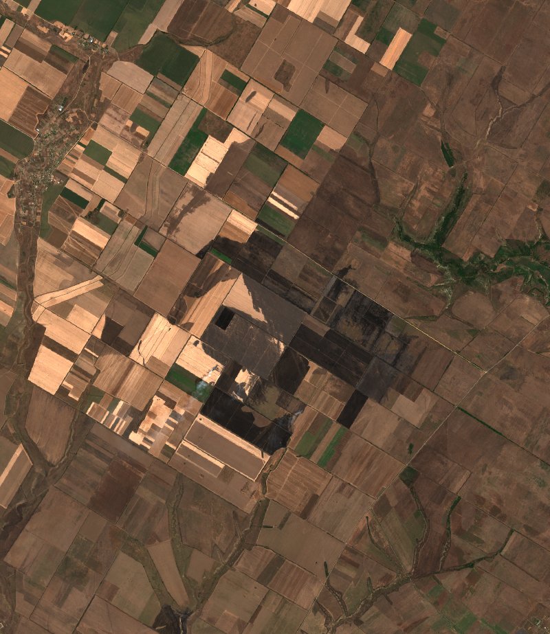 Милівська сільська громада (UA) vu par Sentinel-2 le 1er août