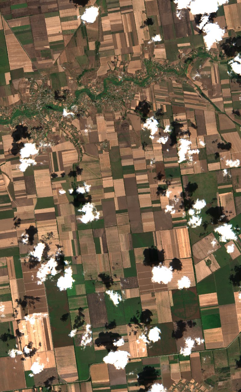 Малобілозерська сільська громада (UA) vu par Sentinel-2 le 29 juillet