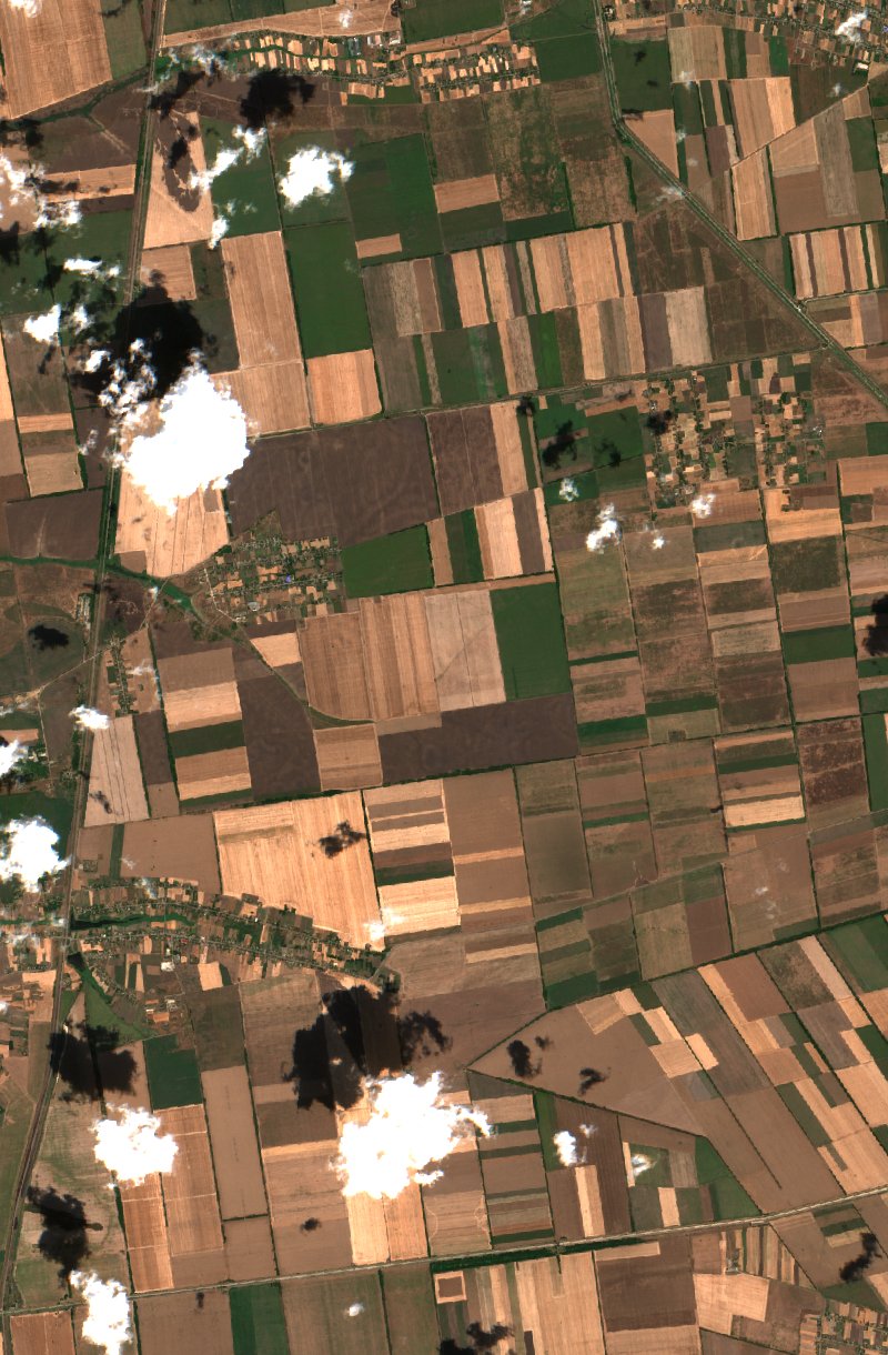 Малобілозерська сільська громада (UA) vu par Sentinel-2 le 29 juillet