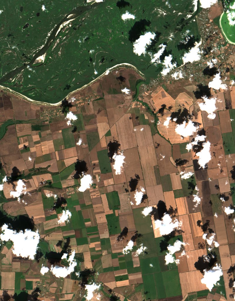 Кам'янсько-Дніпровська міська громада (UA) vu par Sentinel-2 le 29 juillet