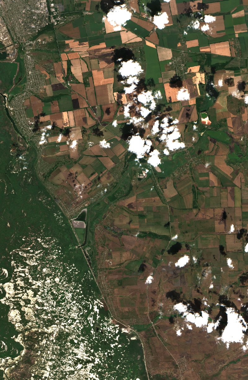 Оріхівська міська громада (UA) vu par Sentinel-2 le 19 juillet