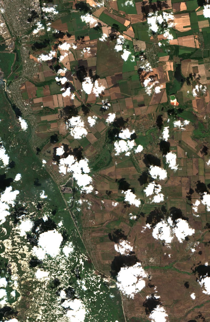 Оріхівська міська громада (UA) vu par Sentinel-2 le 31 juillet