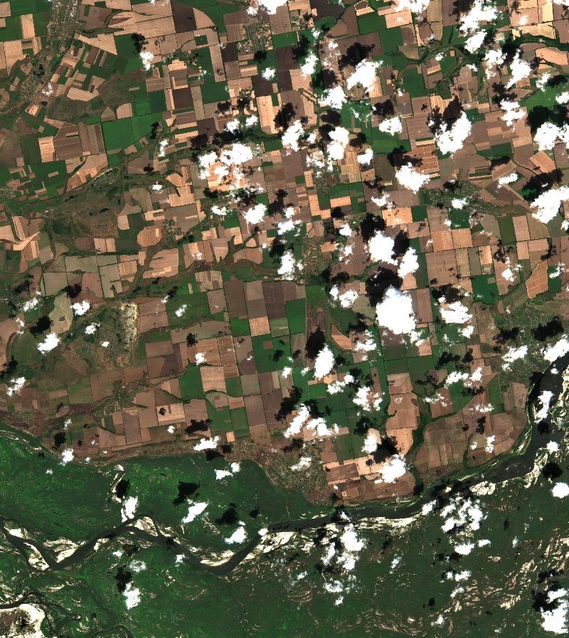 Біленьківська сільська громада (UA) vu par Sentinel-2 le 29 juillet