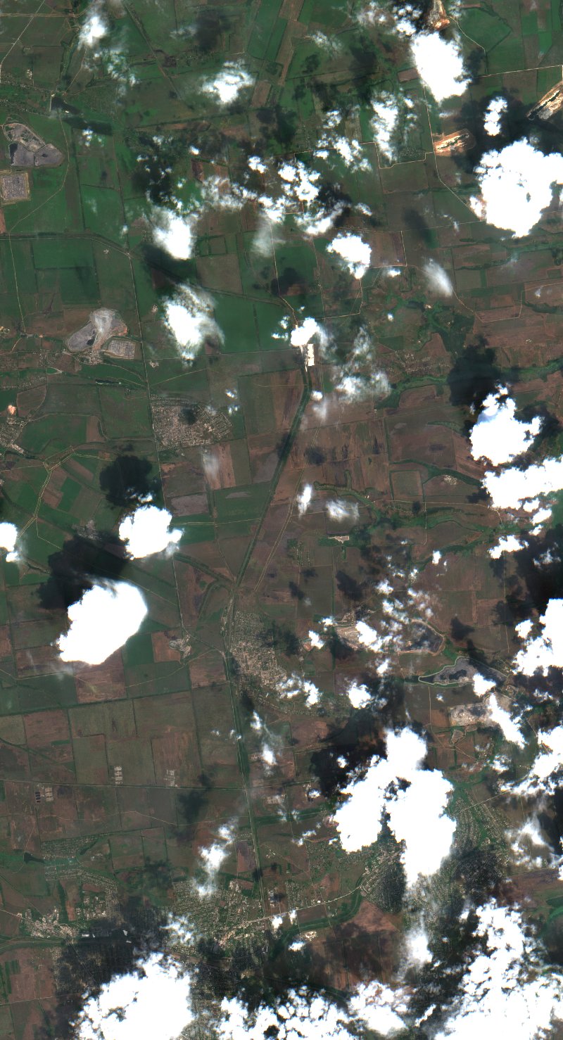 Покровська міська громада (UA) vu par Sentinel-2 le 21 juillet