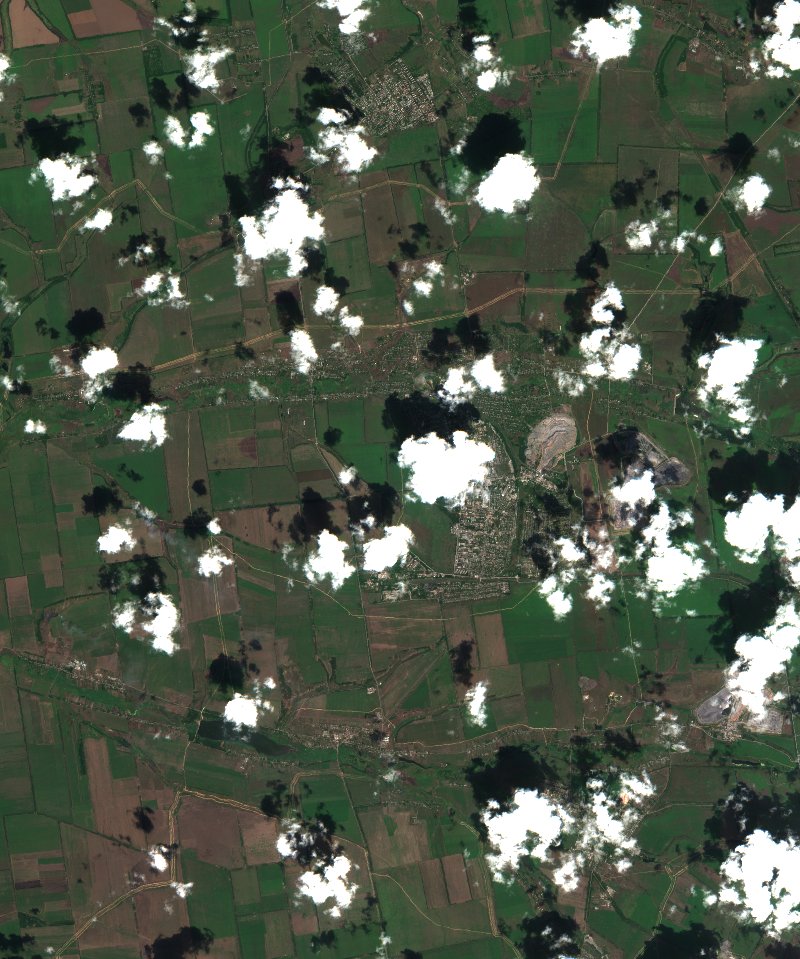 Добропільська міська громада (UA) vu par Sentinel-2 le 31 juillet