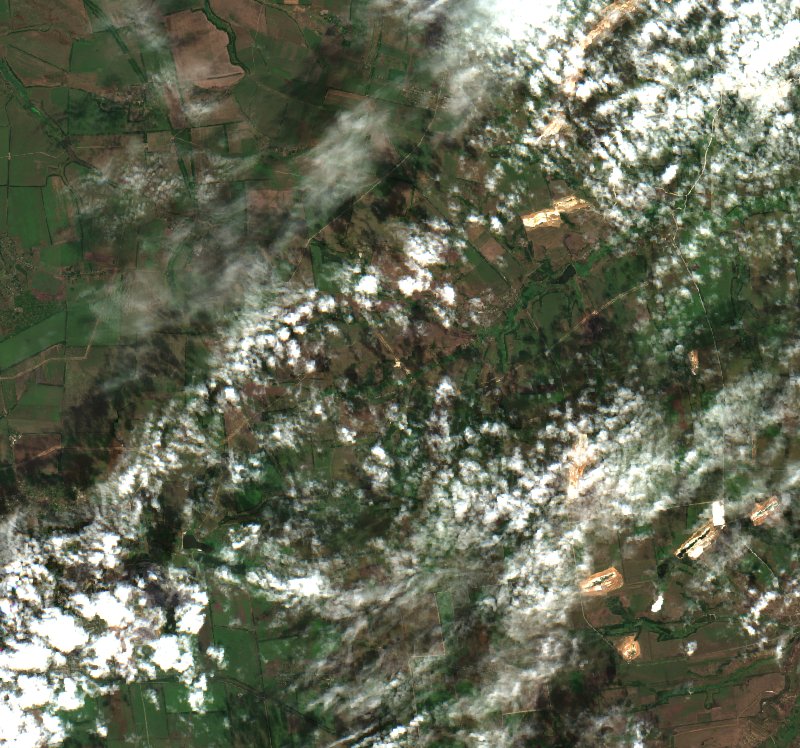 Білозерська міська громада (UA) vu par Sentinel-2 le 5 août