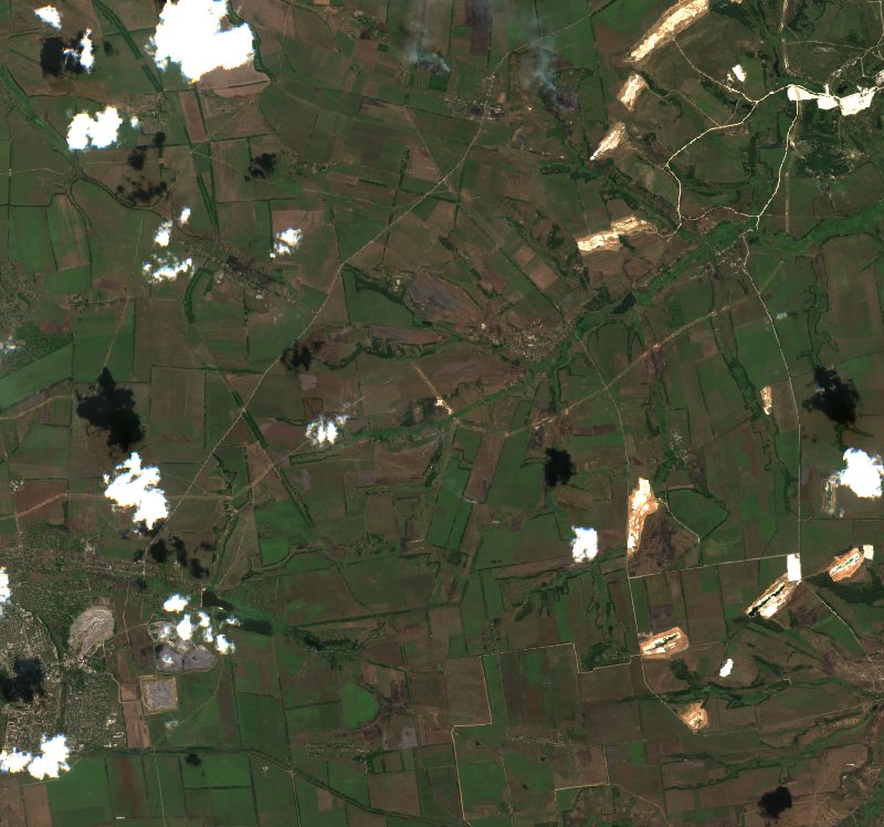Білозерська міська громада (UA) vu par Sentinel-2 le 7 août