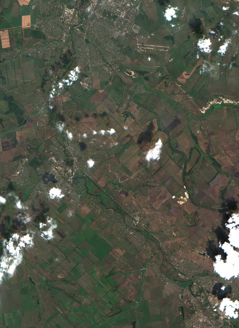 Костянтинівська міська громада (UA) vu par Sentinel-2 le 21 juillet