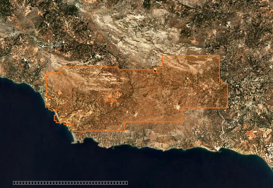 Contour de la zone brûlée de Δήμος Αγίου Βασιλείου (GR), tracé sur l'imagerie satellite