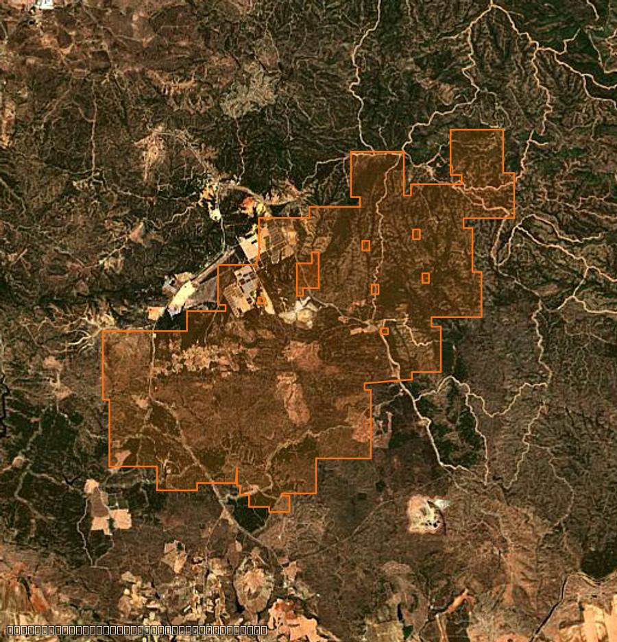 Contour de la zone brûlée de Berrocal (ES), tracé sur l'imagerie satellite