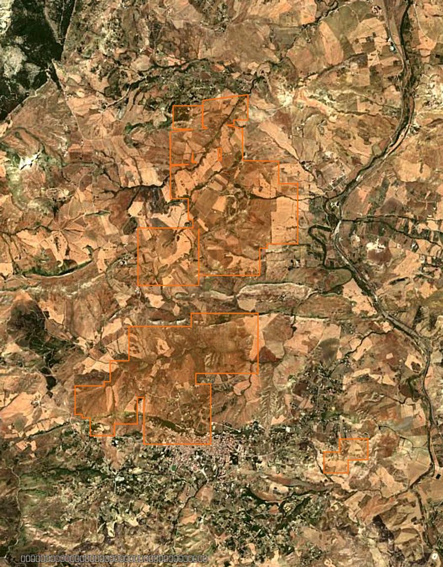 Contour de la zone brûlée de Casteltermini (IT), tracé sur l'imagerie satellite