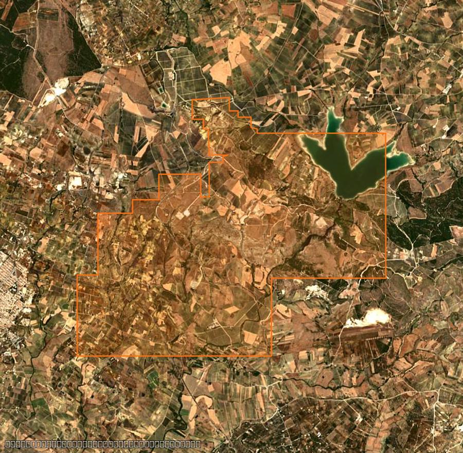 Contour de la zone brûlée de Sambuca di Sicilia (IT), tracé sur l'imagerie satellite