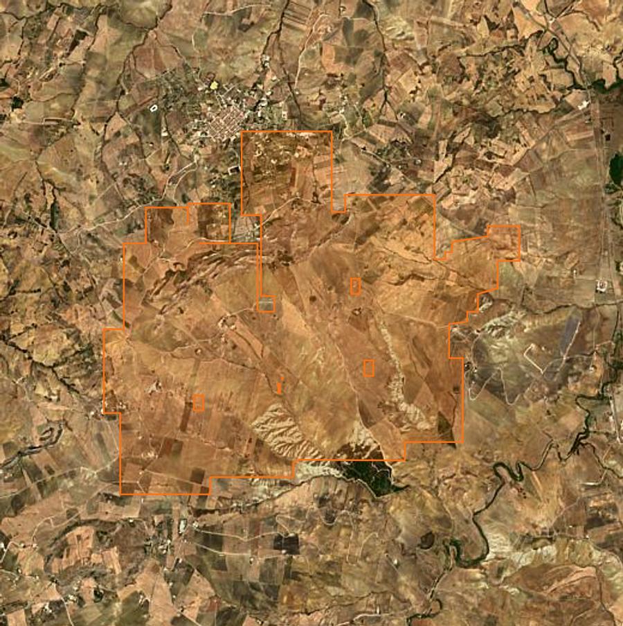 Contour de la zone brûlée de Villalba (IT), tracé sur l'imagerie satellite