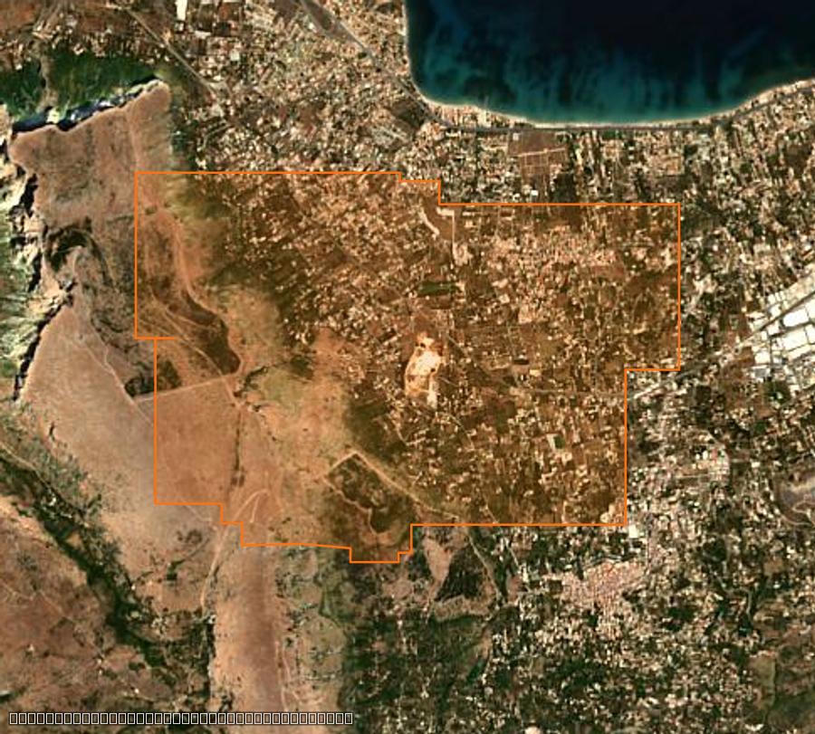 Contour de la zone brûlée de Monreale (IT), tracé sur l'imagerie satellite