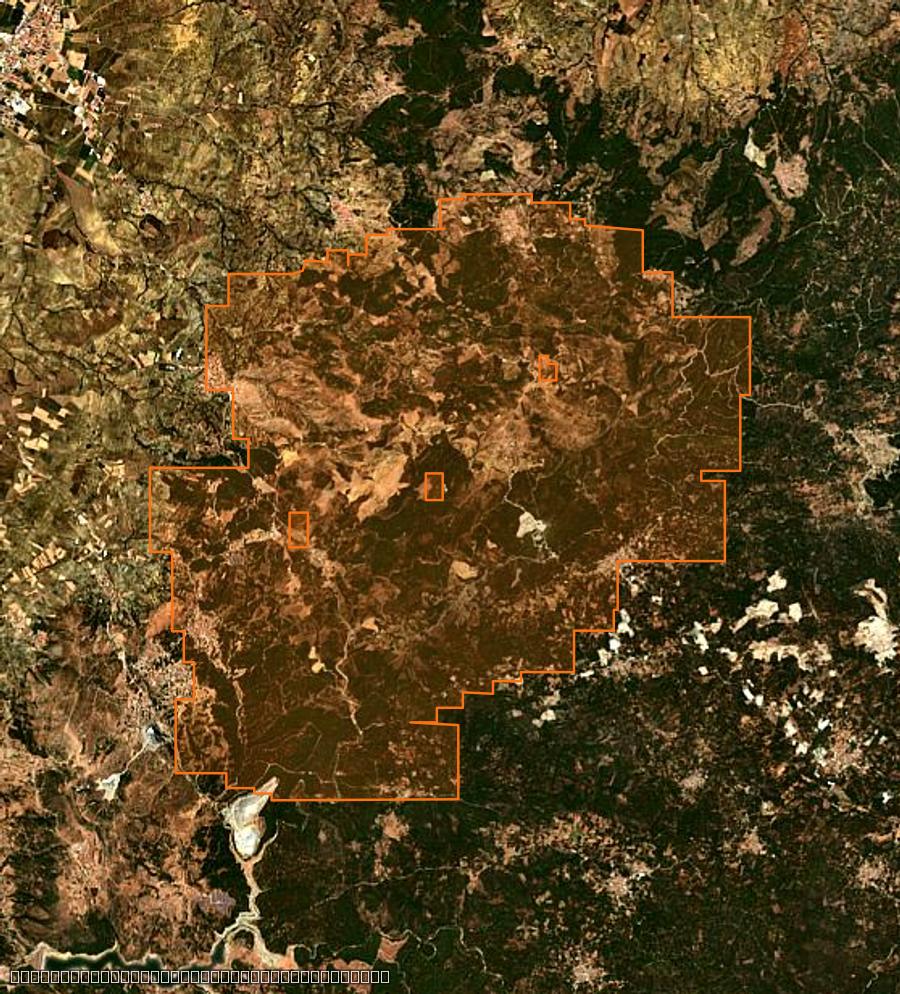Contour de la zone brûlée de Gömeç (TR), tracé sur l'imagerie satellite