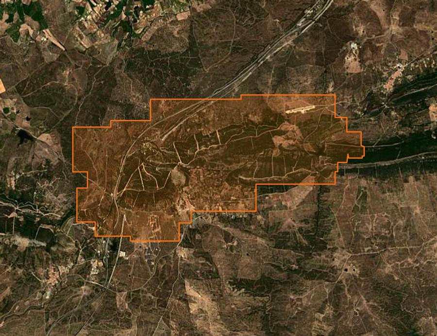 Contour de la zone brûlée de Cañaveral (ES), tracé sur l'imagerie satellite