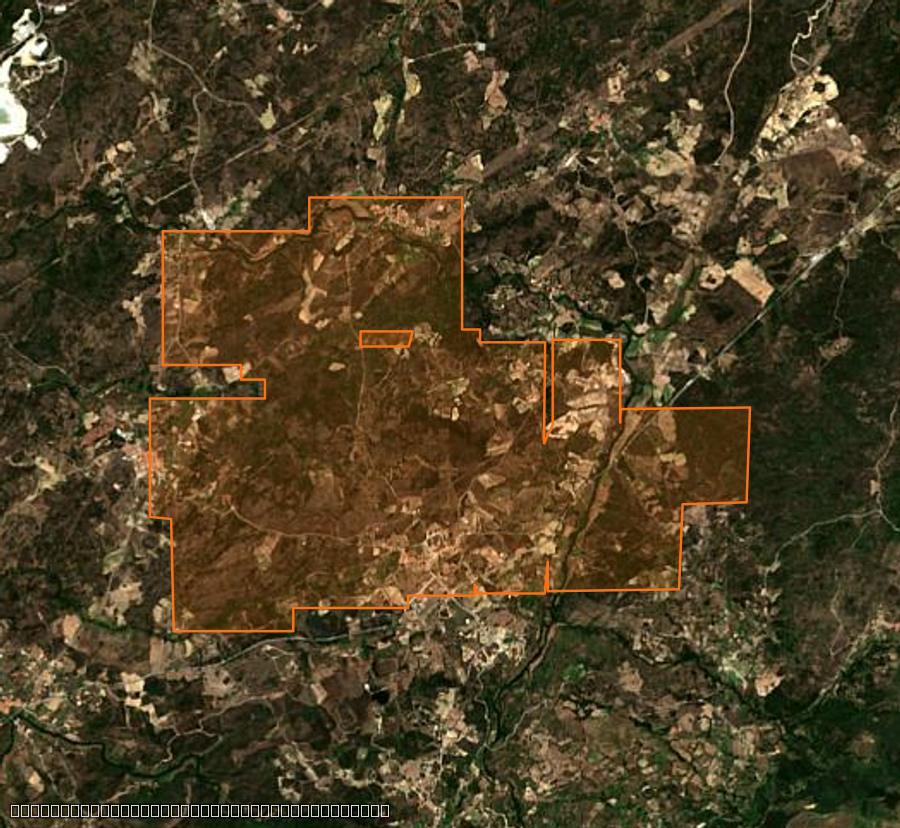 Contour de la zone brûlée de Carrapichana (PT), tracé sur l'imagerie satellite