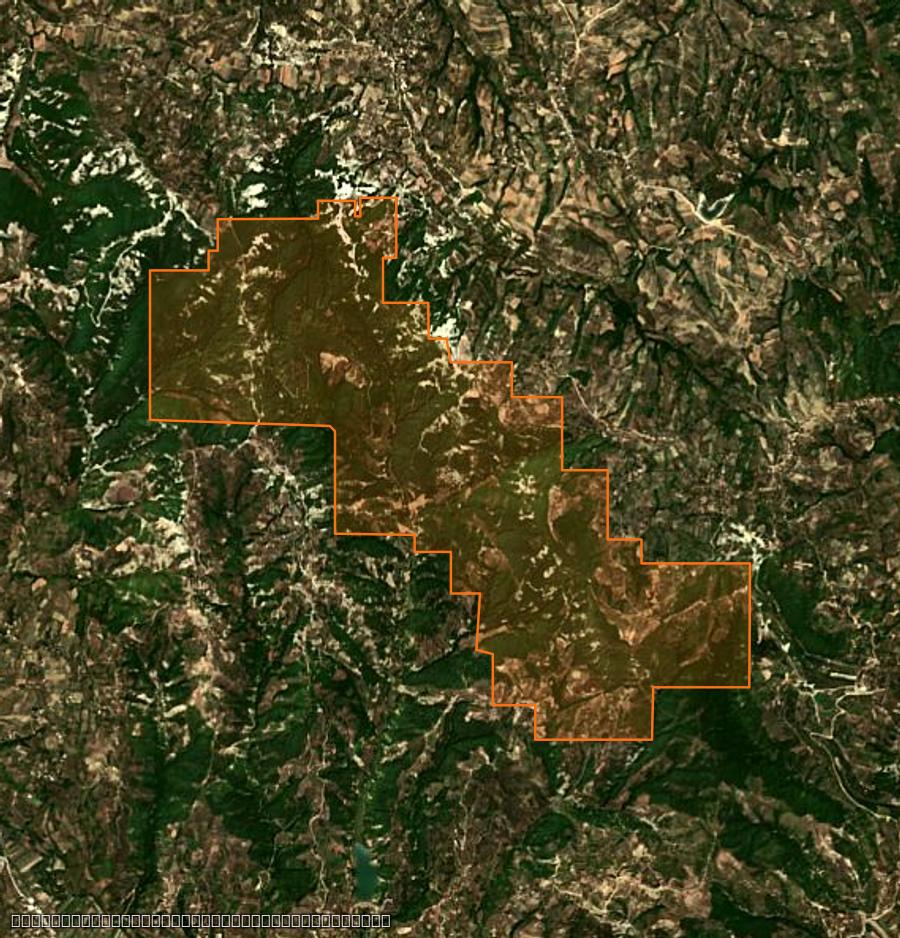 Contour de la zone brûlée de Qendër Dukas (AL), tracé sur l'imagerie satellite