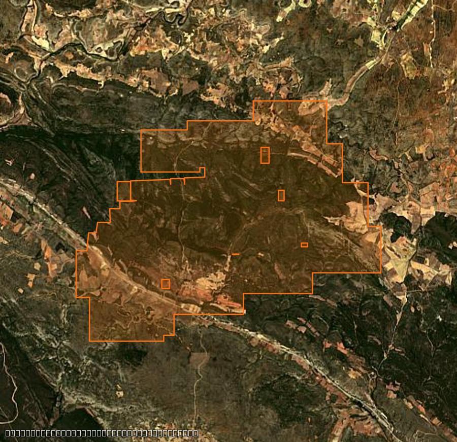 Contour de la zone brûlée de Corduente (ES), tracé sur l'imagerie satellite