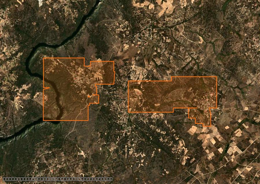 Contour de la zone brûlée de Fariza (ES), tracé sur l'imagerie satellite
