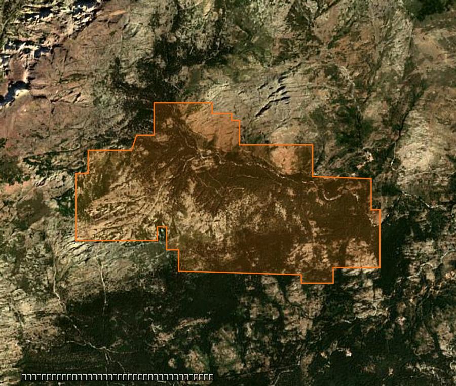 Umriss der Brandfläche bei Albertacce, gezeichnet auf Satellitenbilder