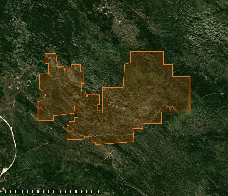 Contour de la zone brûlée de Cetinje (ME), tracé sur l'imagerie satellite