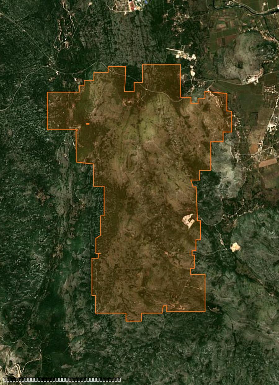 Contour de la zone brûlée de Trebinje (BA), tracé sur l'imagerie satellite