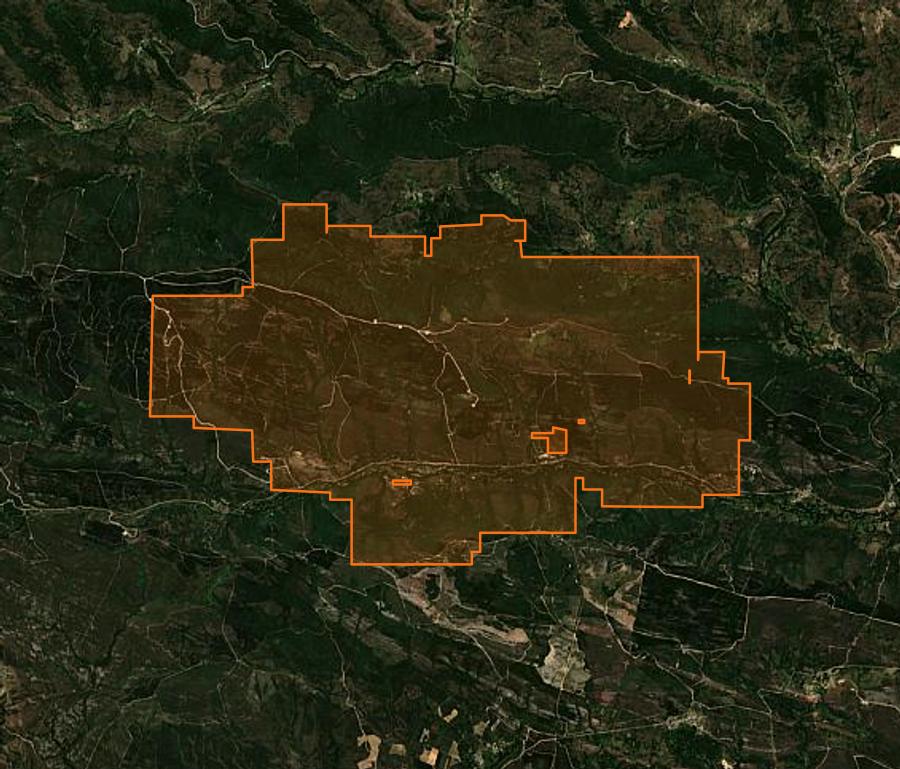 Contour de la zone brûlée de Valdesamario (ES), tracé sur l'imagerie satellite