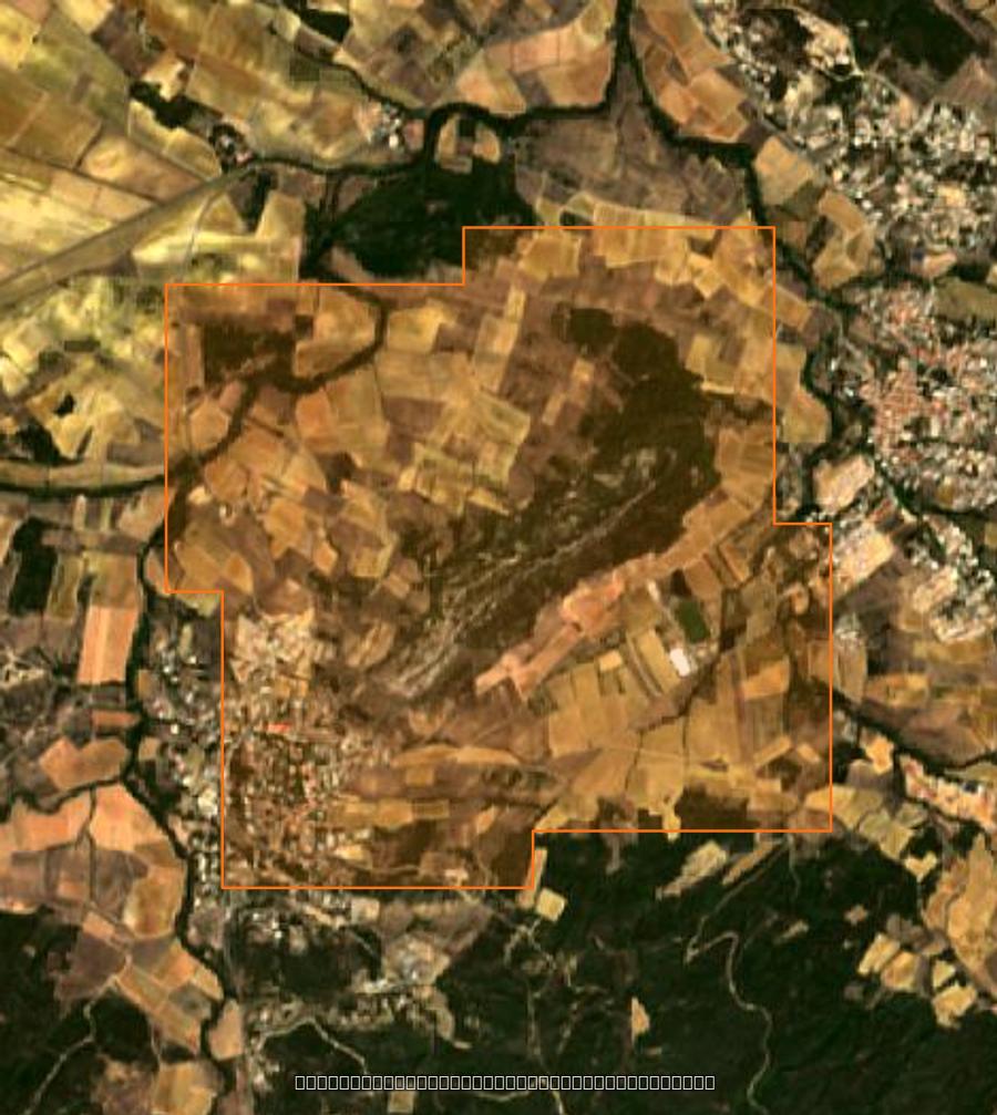 Umriss der Brandfläche bei Saint-André-de-Roquelongue, gezeichnet auf Satellitenbilder