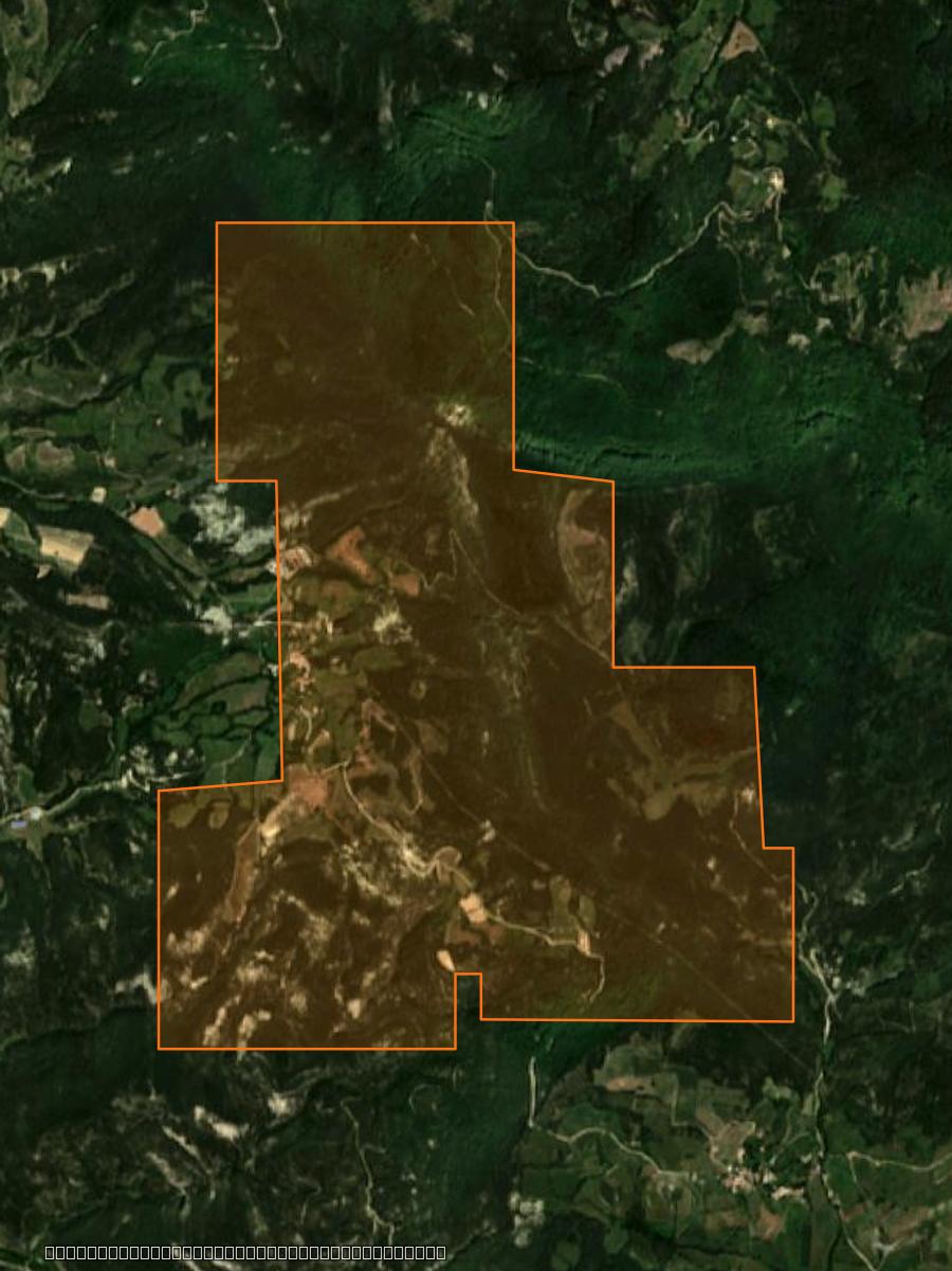 Umriss der Brandfläche bei Bellegarde-en-Diois, gezeichnet auf Satellitenbilder