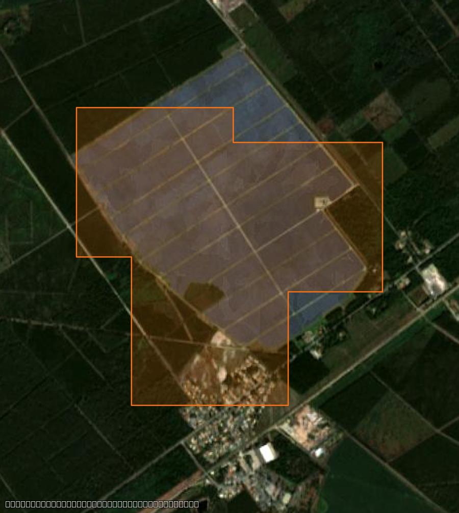 Outline of the burned area near Audenge, drawn over satellite imagery