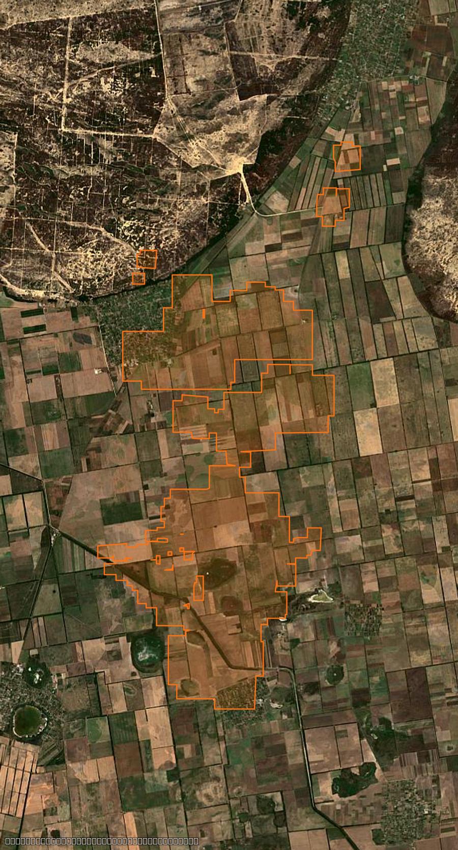 Contour de la zone brûlée de Долматівська сільська громада (UA), tracé sur l'imagerie satellite