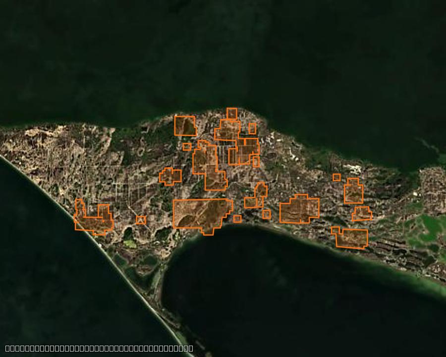 Contour de la zone brûlée de Очаківська міська громада (UA), tracé sur l'imagerie satellite