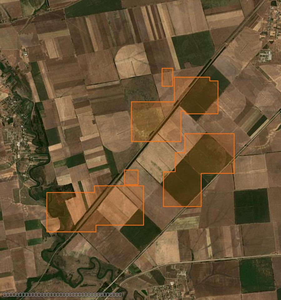 Contour de la zone brûlée de Якимівська селищна громада (UA), tracé sur l'imagerie satellite