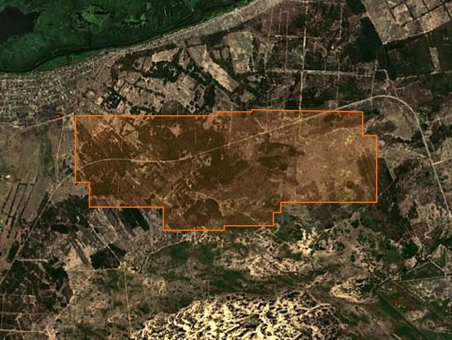 Contour de la zone brûlée de Олешківська міська громада (UA), tracé sur l'imagerie satellite
