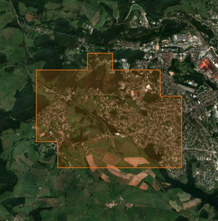Contour de la zone brûlée du Creusot, tracé sur l'imagerie satellite